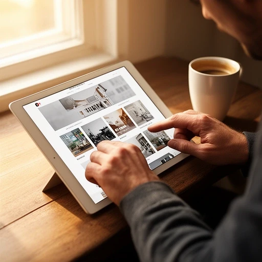 Designer reviewing portfolio on tablet