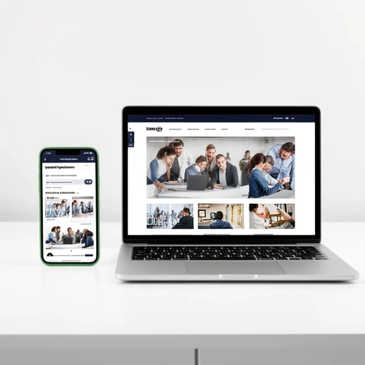 Phone and laptop showing same website